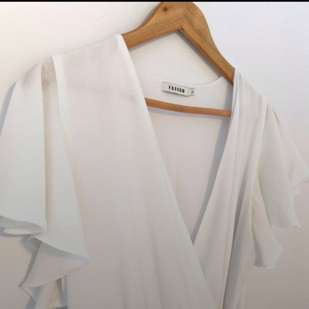 Flowy white wrap dress